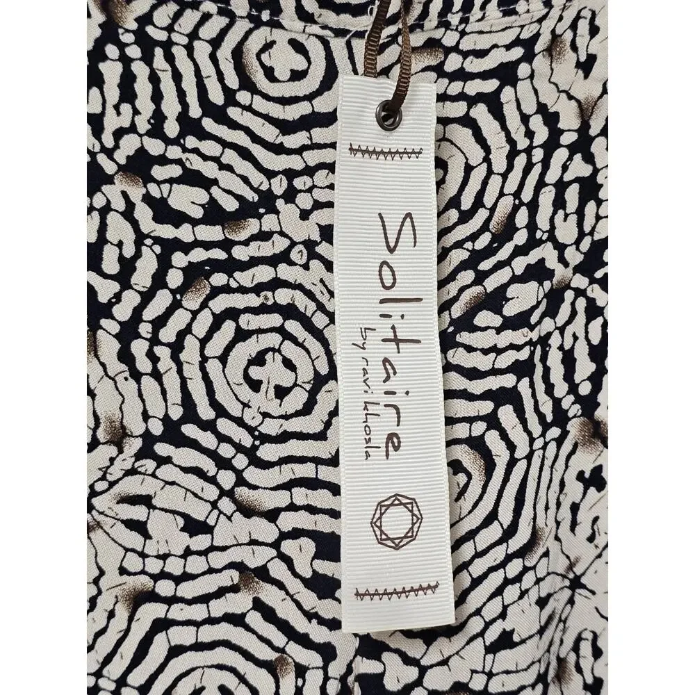 Solitaire Palazzo Pants Abstract Black/White Womens Sz Large Career Neutral Art